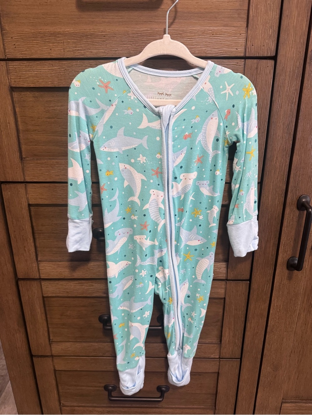 Little Sleepies Oceanside & Shark Mint Bamboo Zippy